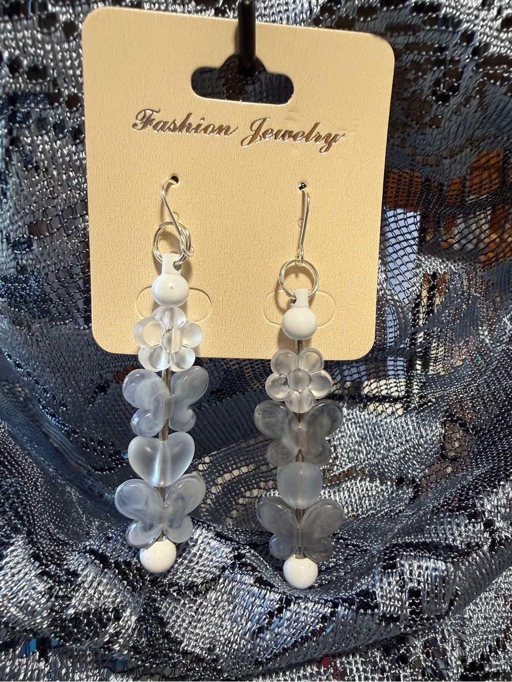 White Floral Drop Earrings